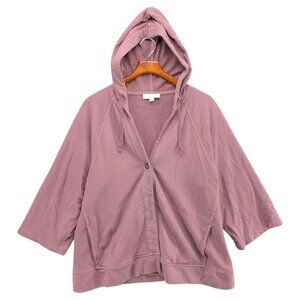 J Jill PureJill Kimono Hoodie Jacket Womens Blush Pink Cotton French Terry Sz S